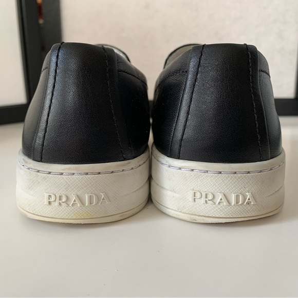 Prada Black Leather Skater Slide Slip-on Sneakers ~ 38.5/8.5 ~ Great Condition - Picture 4 of 15